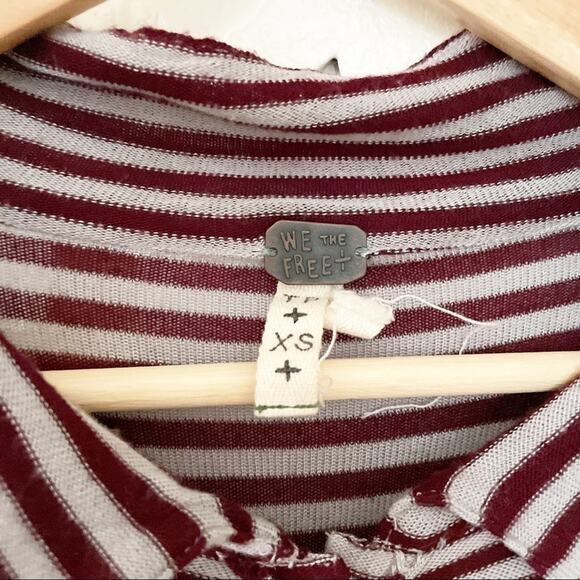 We the Free by Free People Mulberry Combo Striped Henley Top Size XS - Picture 4 of 8